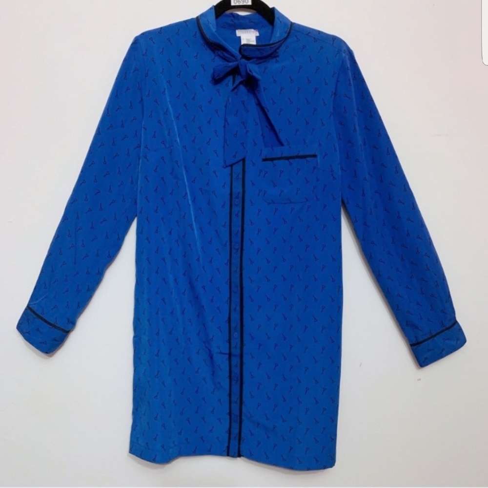 UO Long Sleeve Blue Button Up Key Dress